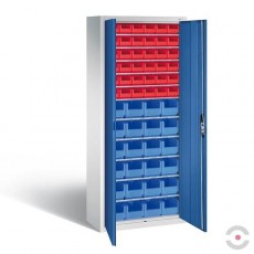 60 dėžučių dirbtuvių spinta, plotis 700, gylis 300 mm, pilka-mėlyna spalva