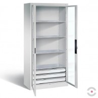 Spinta-akrilo-stiklo-durimis-plotis-930-mm-gylis-500-mm-3-lentynos-3-stalciai-apacioje-pilka