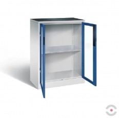 Darbastalio spintelė akrilo stiklo durimis, plotis 930 mm, aukštis 1000 mm, gylis 500 mm, 1 lentyna, pilkai-mėlyna