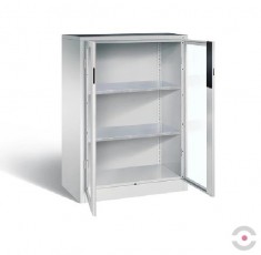 Darbastalio spintelė akrilo stiklo durimis, plotis 930 mm, aukštis 1200 mm, gylis 500 mm, 2 lentynos, pilka