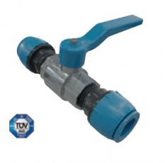 Suslėgto oro sistemų tiesi jungiamoji detalė su rutuline sklende