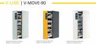 V-MOVE-90 449 mm pločio vienos spalvos spintos su elektronine vertikalia stalčiaus automatine uždarymo sistema