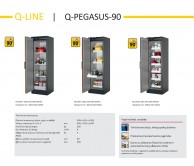Q-Line PEGASUS 90, 599 mm pločio degiųjų medžiagų saugojimo spintos, durys atidaromos viena ranka