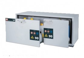 UB-LINE UB-S-90 1402x574x600 mm saugios spintelės statomos po stalu, neribotam degiųjų pavojingų medžiagų laikymui darbo vietose