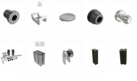 Aliuminio profilių konstrukcijų durų elementai-spaustukai, atsvarai