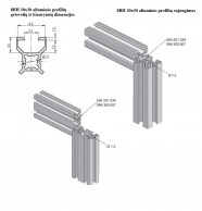 8BH 30x30 aliuminio profiliųi su 8 mm grioveliais kiaurymių ir griovelių dimensijos ir profilių sujungimo būdai
