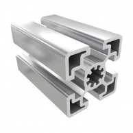 10BH lengvas 45x45 mm aliuminio profilis su 4x10 mm atvirais grioveliais