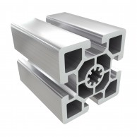 10BH sunkus 60x60 mm kvadratinis aliuminio profilis su 4x10 mm atvirais grioveliais