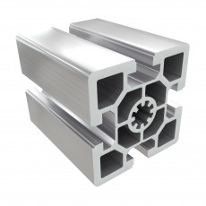 10BH sunkus 60x60 mm kvadratinis aliuminio profilis su 4x10 mm atvirais grioveliais