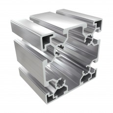 10BH lengvas 90x90 mm aliuminio profilis su 6x10 mm atvirais ir 2x10 mm nuplėšiamų dangų grioveliais