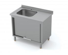 Nerūdijančio plieno vieno dubens kriauklės su darbastaliu ir spintele,mod.5302