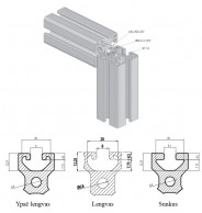 8IM tipo 40 tipo aliuminio profilių su 8 mm grioveliais tvirtinimas, matmenys