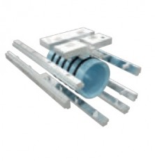 Tarpinė pneumatinė jungtis daugiafunkcinei, prie lubų tvirtinamai sistemai