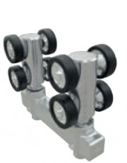 8 ratukų aliuminis vežimėlis 40 kg apkrovai, lubinei sistemai