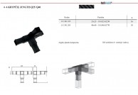 4 krypčių jungtys Q25, Q40 kvadratiniams anglies pluošto vamzdžiams