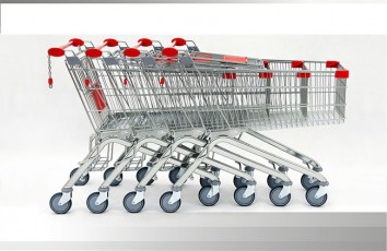 Pirkėjų savitarnos vežimėliai didmeninei ir mažmeninei prekybai