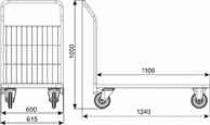 P2 1100x600 Paletinis transportavimo vežimėlis, keliamoji galia 400 kg 03