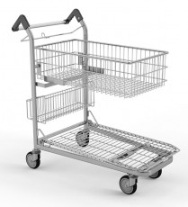 WTP-4 VARIO transportinis vežimėlis su atlenkiamu krepšeliu, keliamoji galia 200 kg