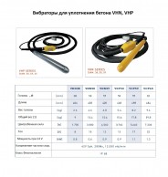  Данные вибраторовы для бетона VHN, VHP