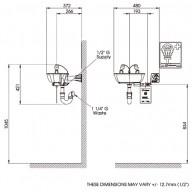 Mod. 7100BT wall-mounted emergency eye wash fountain- sketch