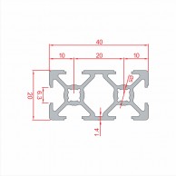 Dimension of SLOT6 20x40 mm