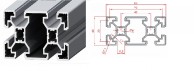 Uždaras kvadratinis aliuminio profilis SLOT10 40x40 mm ir eskizas