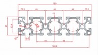 Прямоугольный алюминиевый профиль SLOT10 45x180мм
