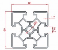 Palengvinto profilio SLOT10 60x60 matmenys