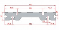 Paviršinio aliuminis profilio 27x170 mm eskizas