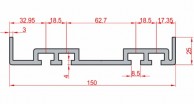 Aliuminio profilio 25x150 mm konvejeriams matmenys