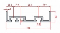 Aliuminio profilio 25x105 mm konvejeriams matmenys